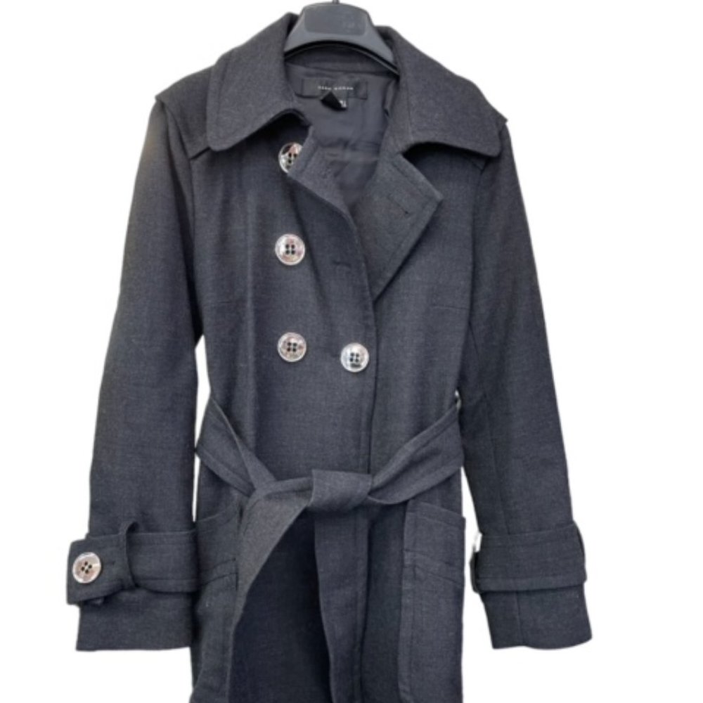 ZARA WOMAN GRAY DOUBLED BREASTED COAT JACKET